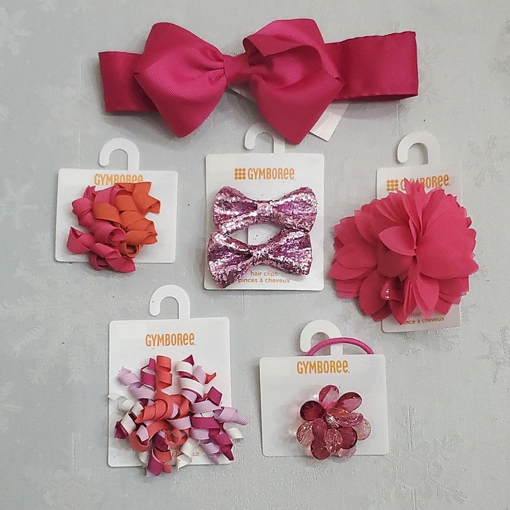 Gymboree Lot of (6) Pink & Orange Hair Accessories